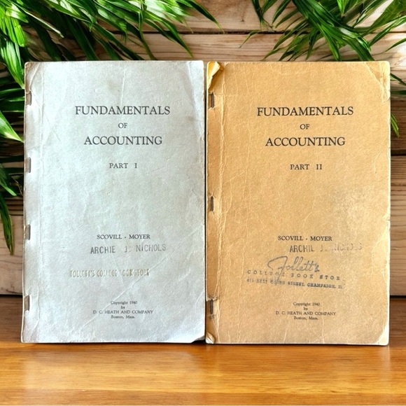 VINTAGE 1949 Fundamentals of Accounting Part 1 & Part 2 by Scovill and Moyer - Picture 1 of 7